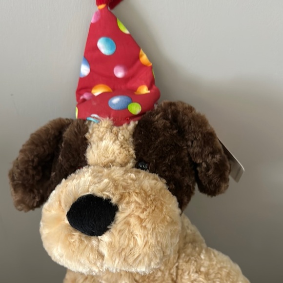 Plush Dog Toy with Party Hat - Brown - Picture 3 of 6
